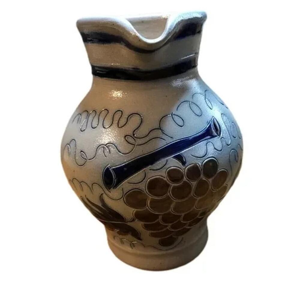 Scheurich West Germany Pottery Pitcher 517-15 Green Blue Fata Lava Style